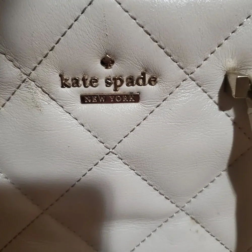 Kate Spade Taupe Quilted Leather Tote Handbag